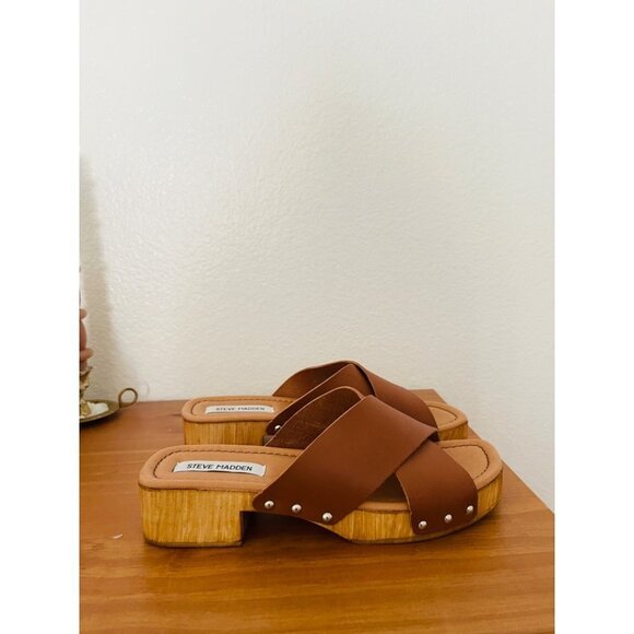 NWOT Steve Madden Wooden Open Toe Sandle Sz 10 - Picture 2 of 7